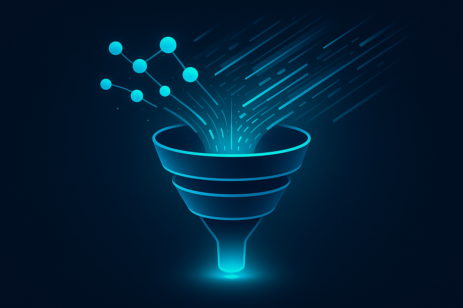 Sleek digital illustration of interconnected glowing nodes and pathways symbolizing rapid transformation.