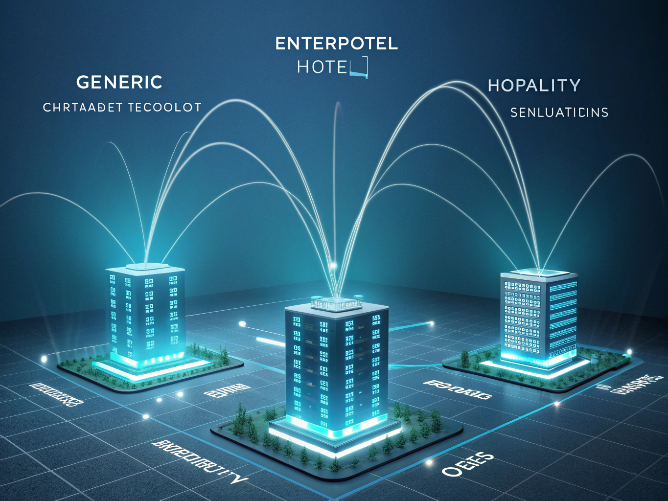 Three translucent data streams converge toward a luminous core in a futuristic digital space.