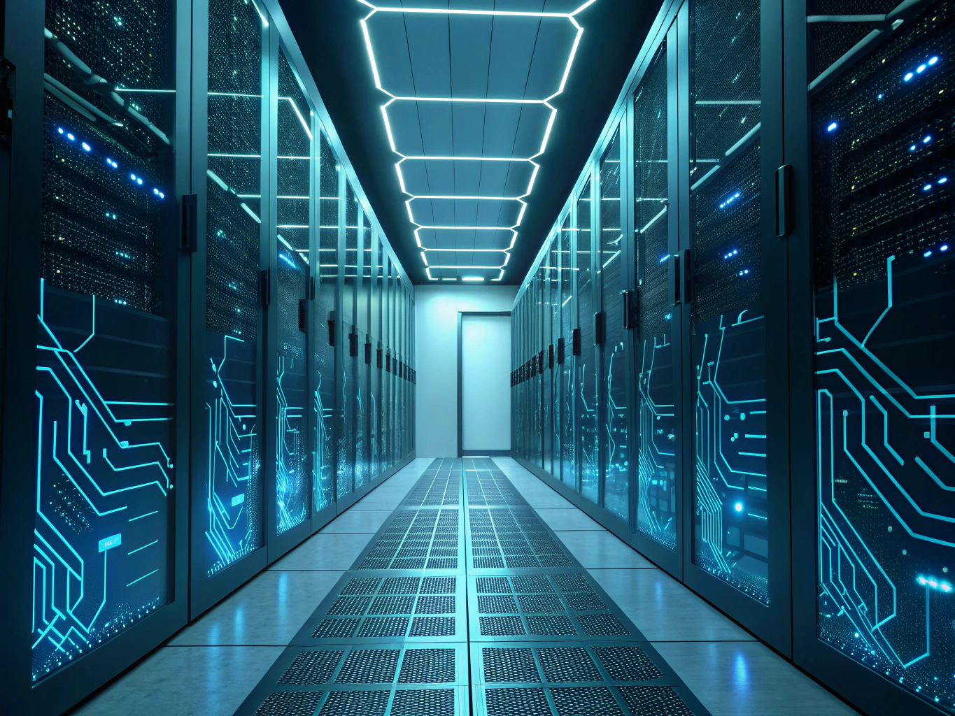 Abstract digital pathways and glowing circuit bridges connecting legacy systems and AI platforms.