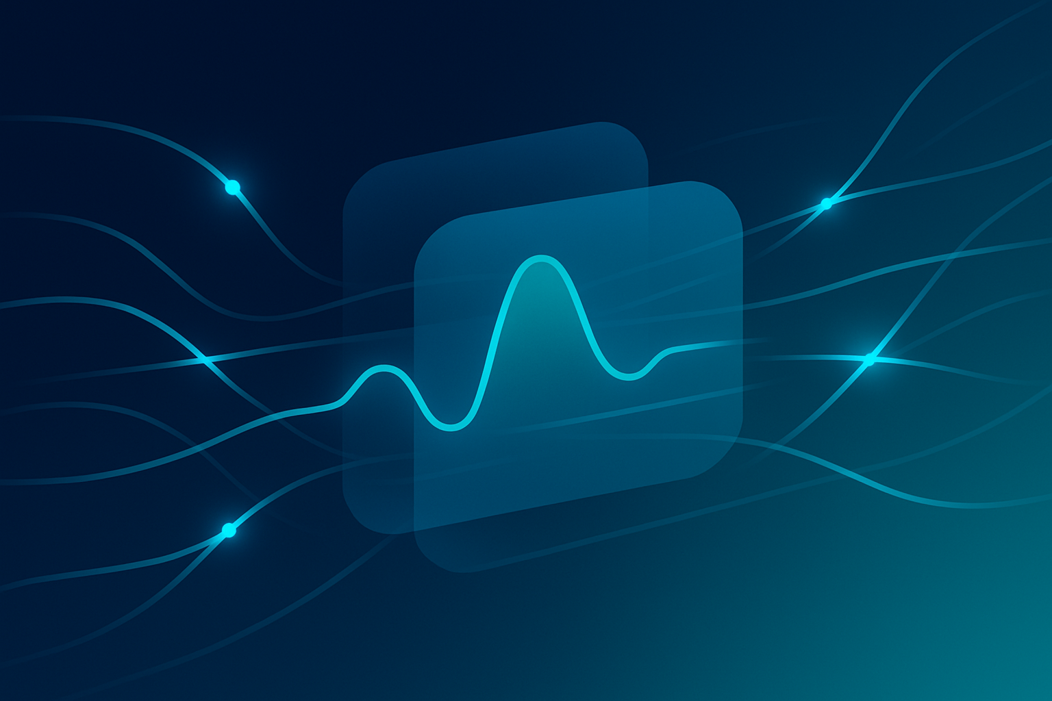 Abstract illustration of glowing cyan and neon lines representing dynamic communication networks.