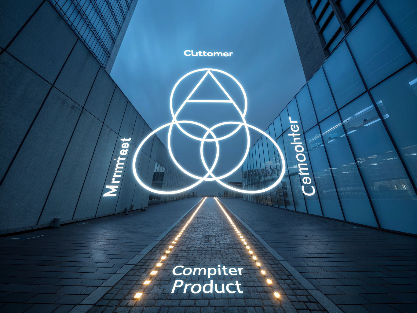 Abstract illustration of glowing interconnected pathways and geometric shapes symbolizing strategic focus.