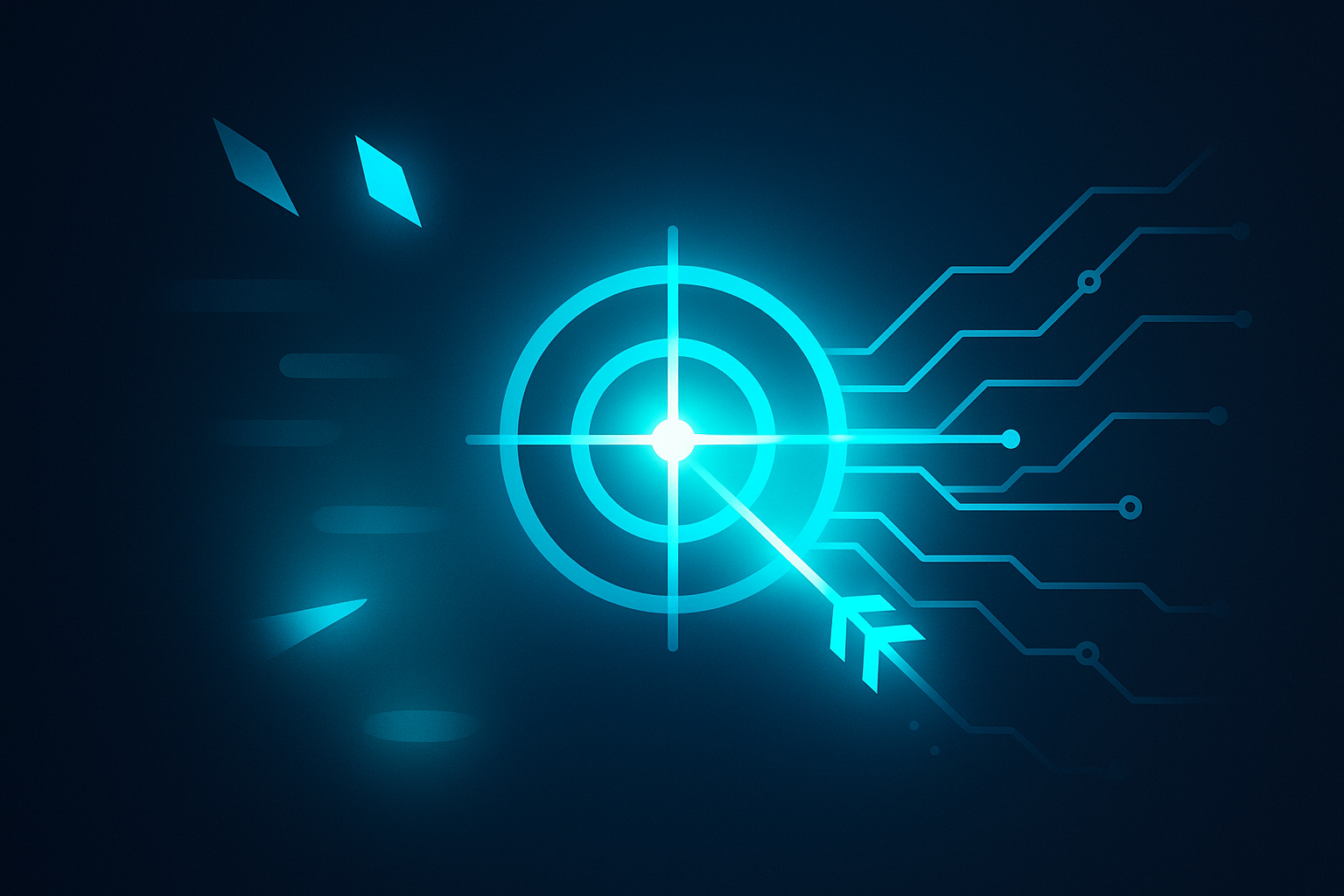 Sleek digital illustration depicting troubleshooting with glowing core, geometric shards, and circuit lines.