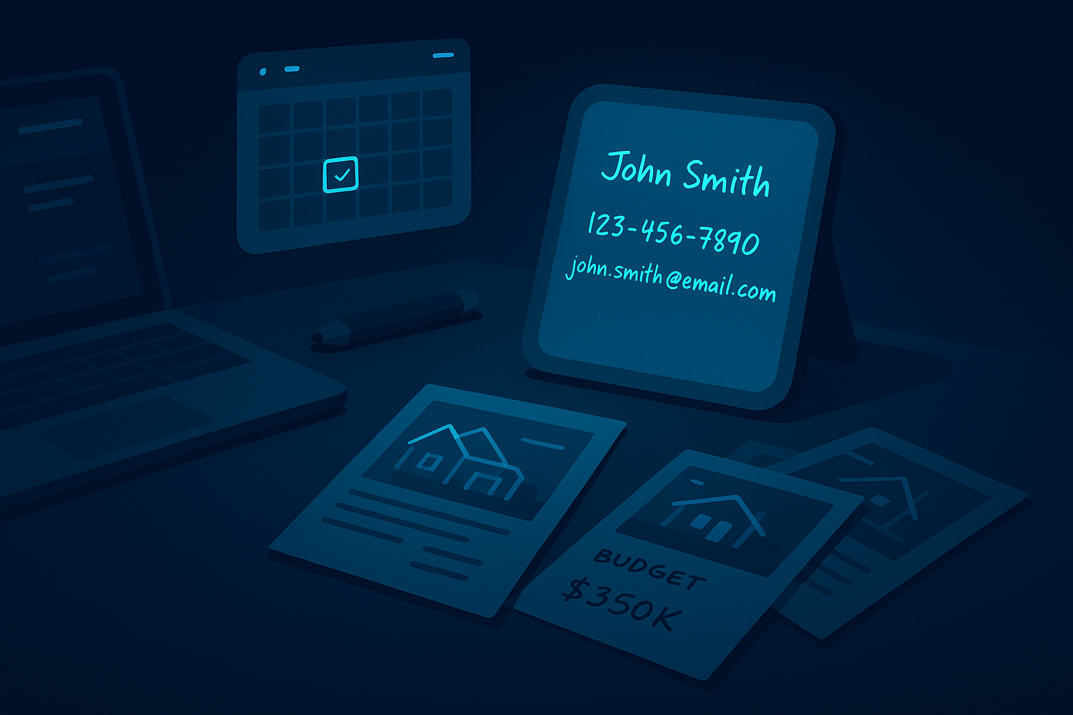 Modern workspace with digital notepad and calendar, representing digital assistant use cases