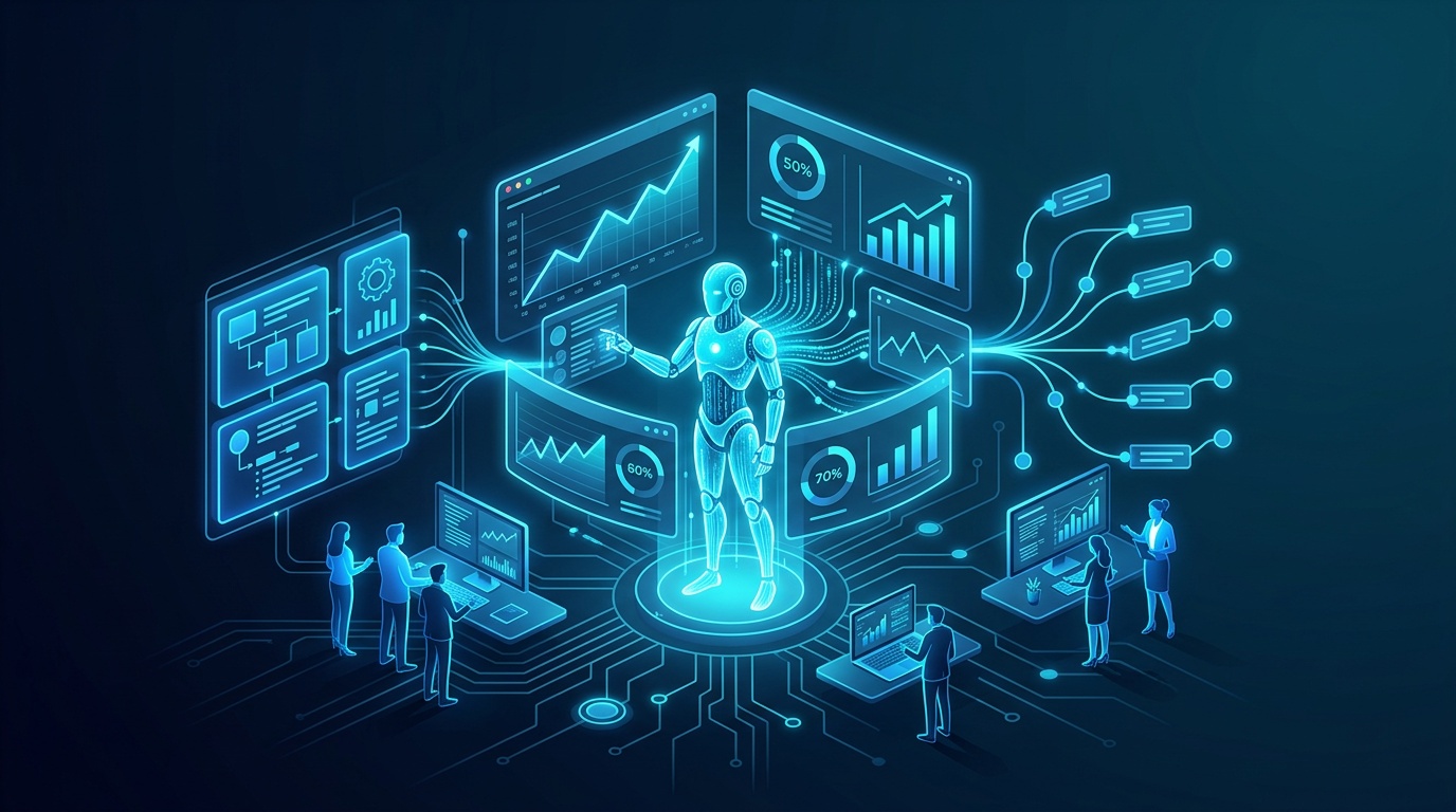 Enterprise AI strategy execution showing phased implementation and measurable business outcomes