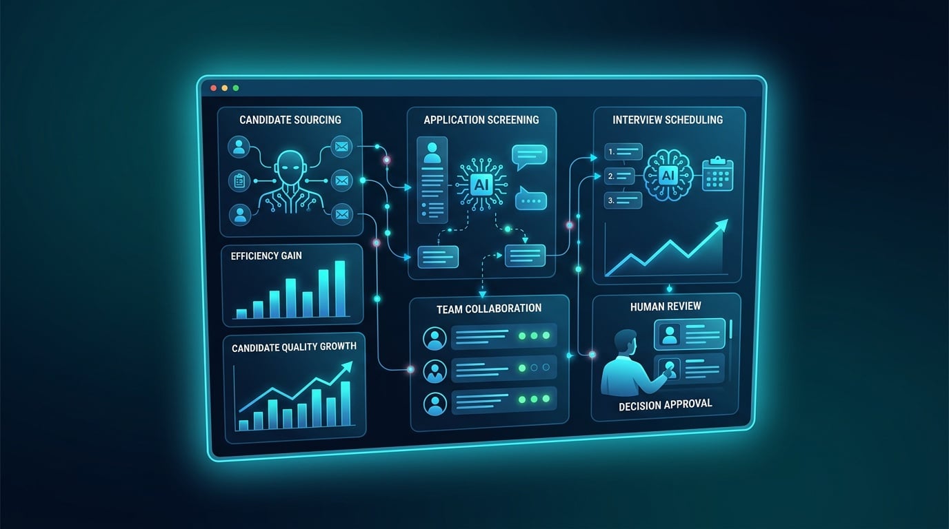 Recruiter reviewing automation software benefits for candidate screening and scheduling